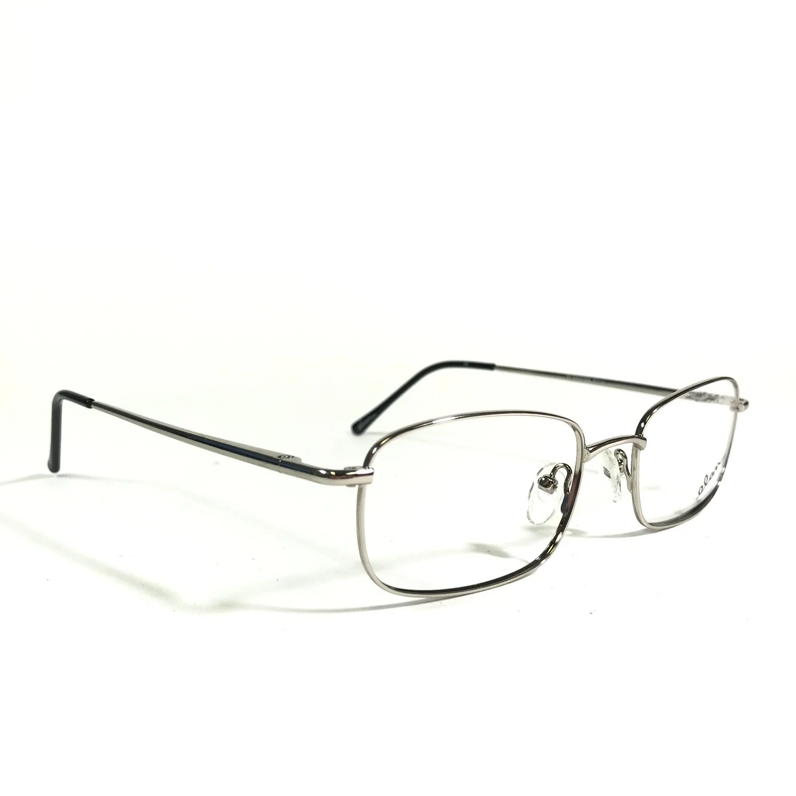 Elan 9268 Silver Eyeglasses Frames Polished Rectangular Full Wire Rim 53-19-145 2