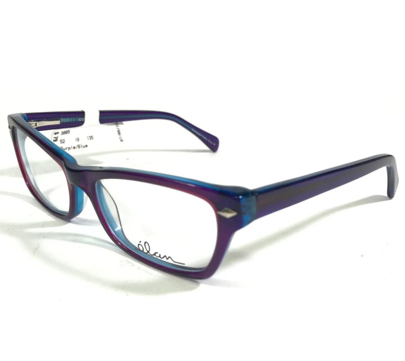 Elan Eyeglasses Frames 3005 PURPLE BLUE Cat Eye Full Rim Shiny 52-16-135