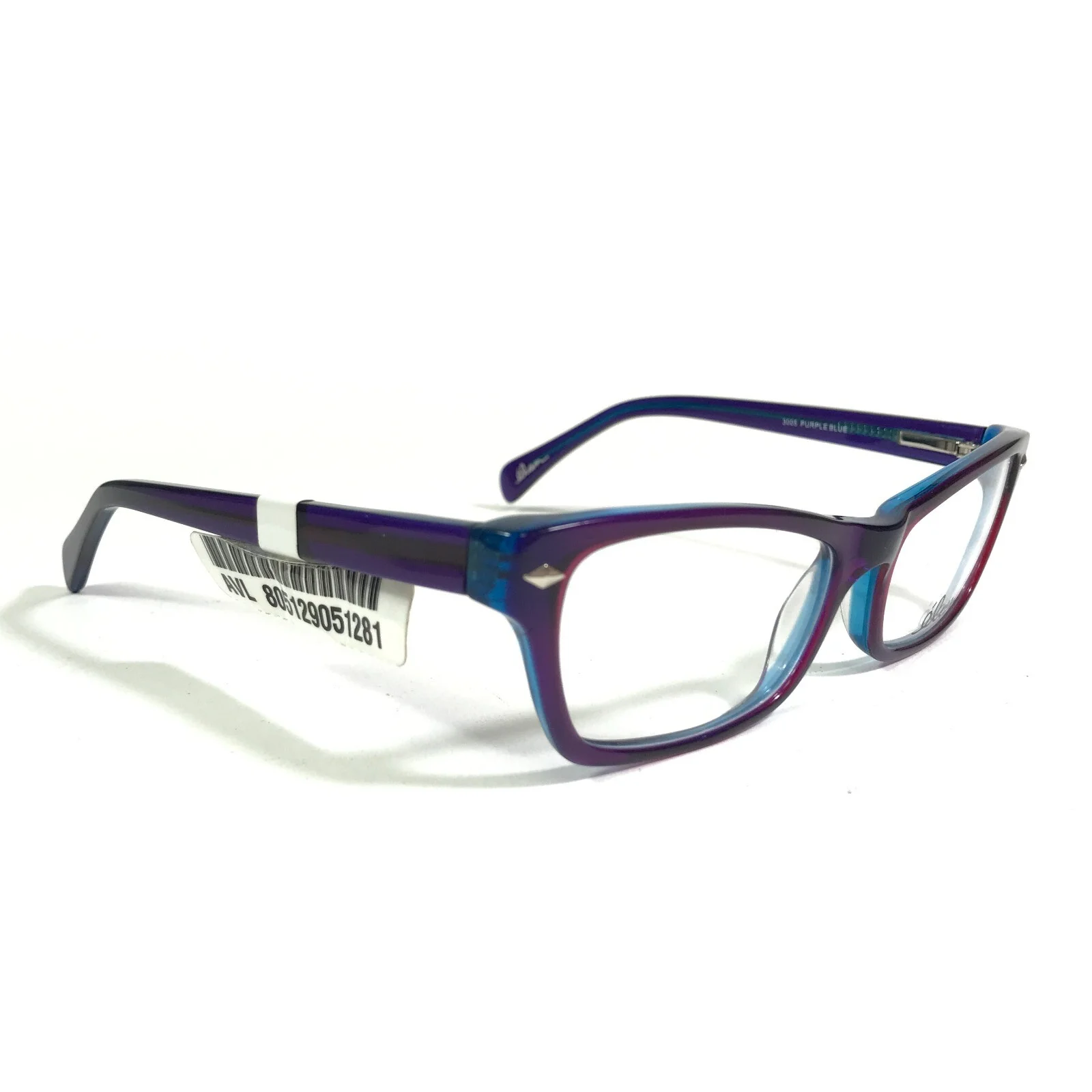 Elan Eyeglasses Frames 3005 PURPLE BLUE Cat Eye Full Rim Shiny 52-16-135 3