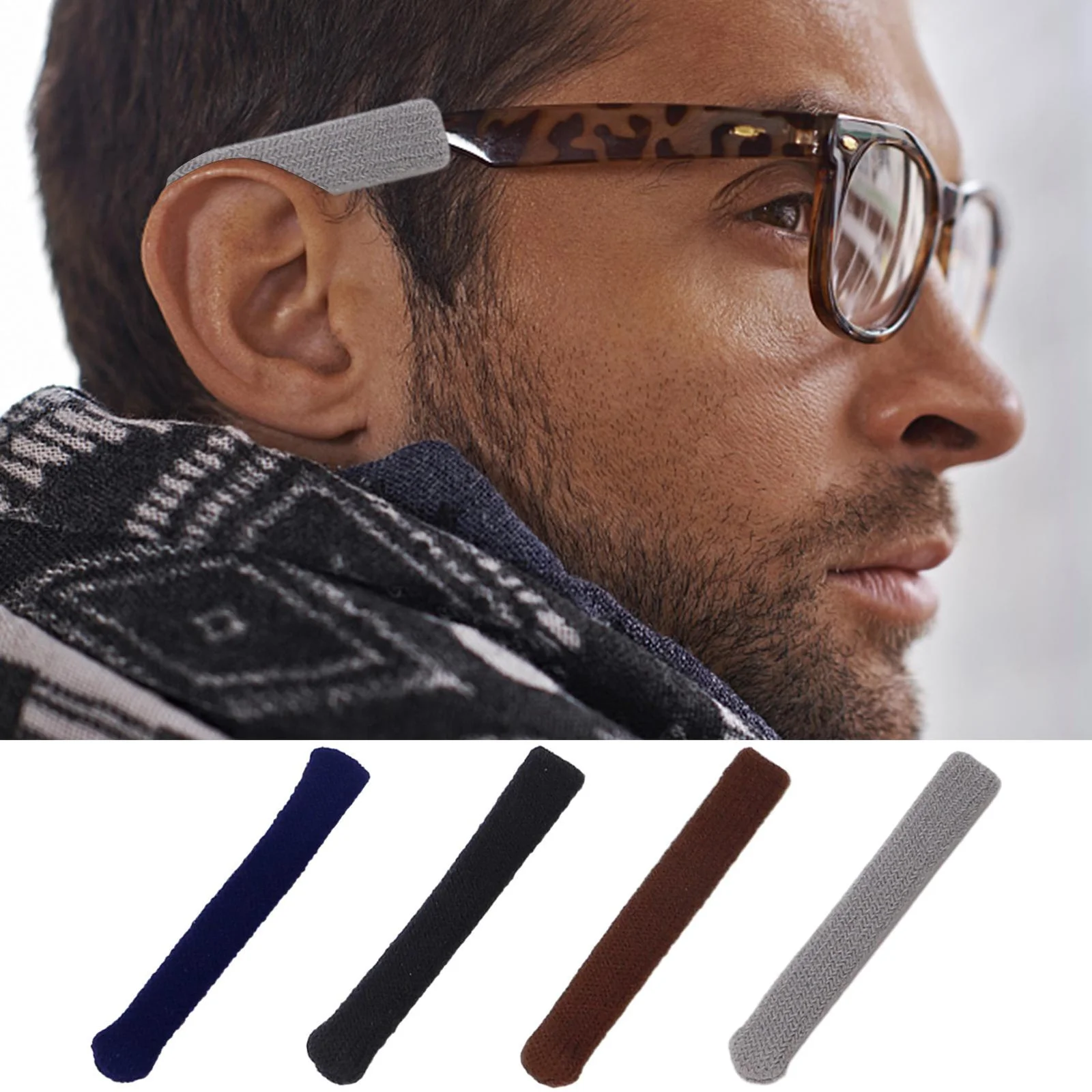 Elastic Non-slip Eyeglass Ear Cushions Knitting Eyeglass Temple Sleeves Pads