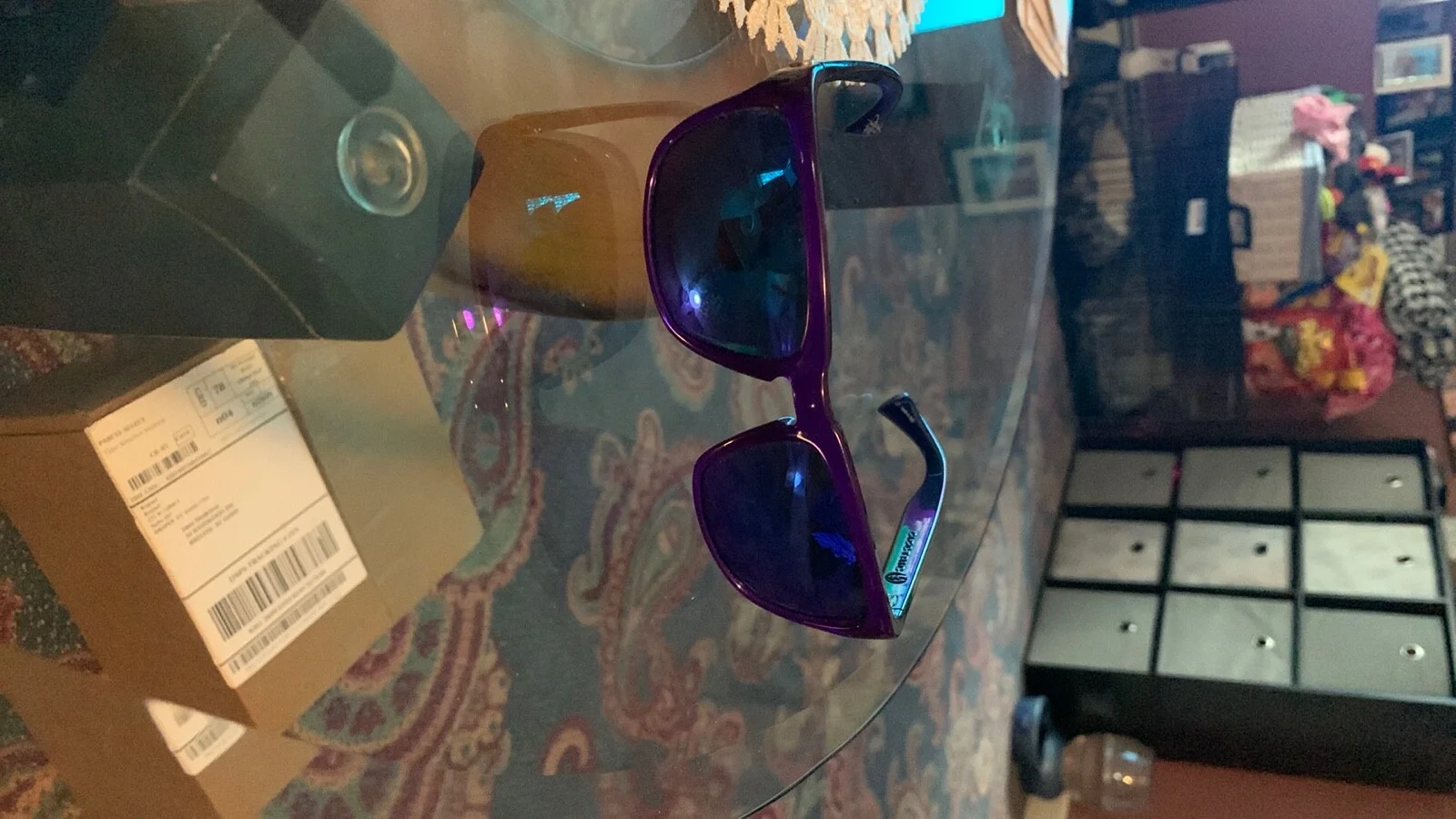 Electric Knoxville glasses. Blue and purple, good condition.