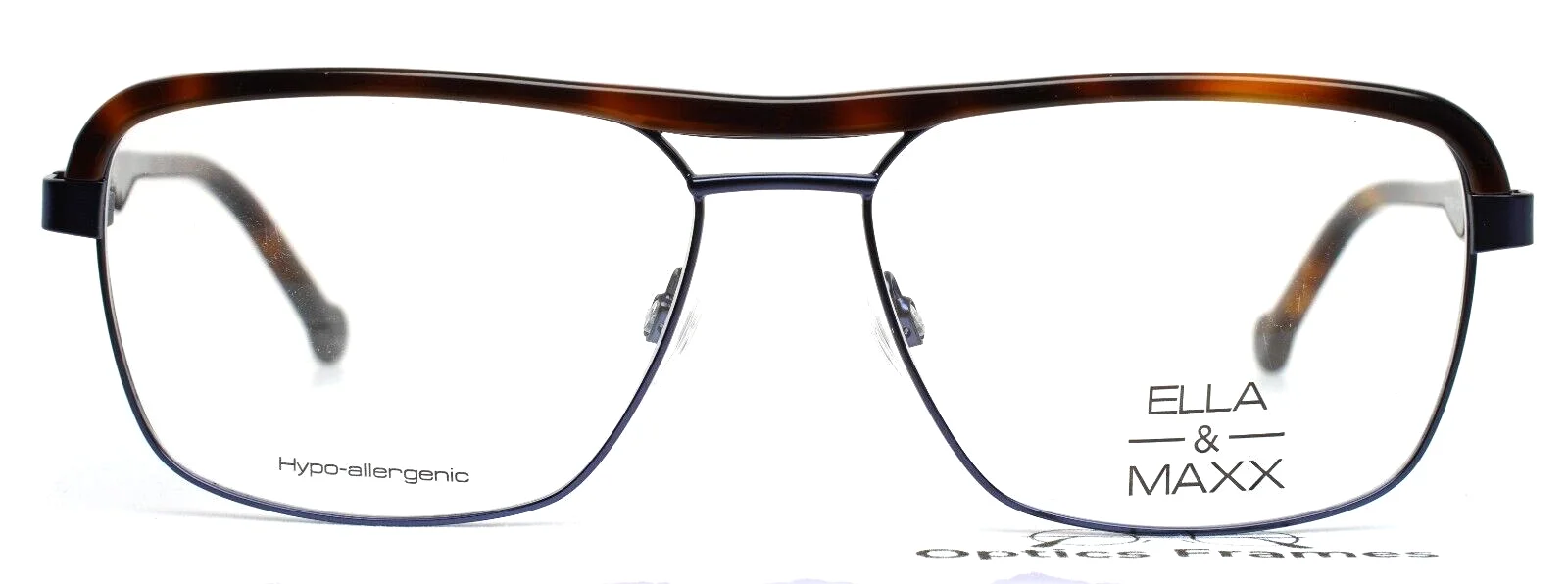 ELLA & MAXX 701164 45 Navy Tortoise Mens Aviator Eyeglasses 59-16-150 B:43 2