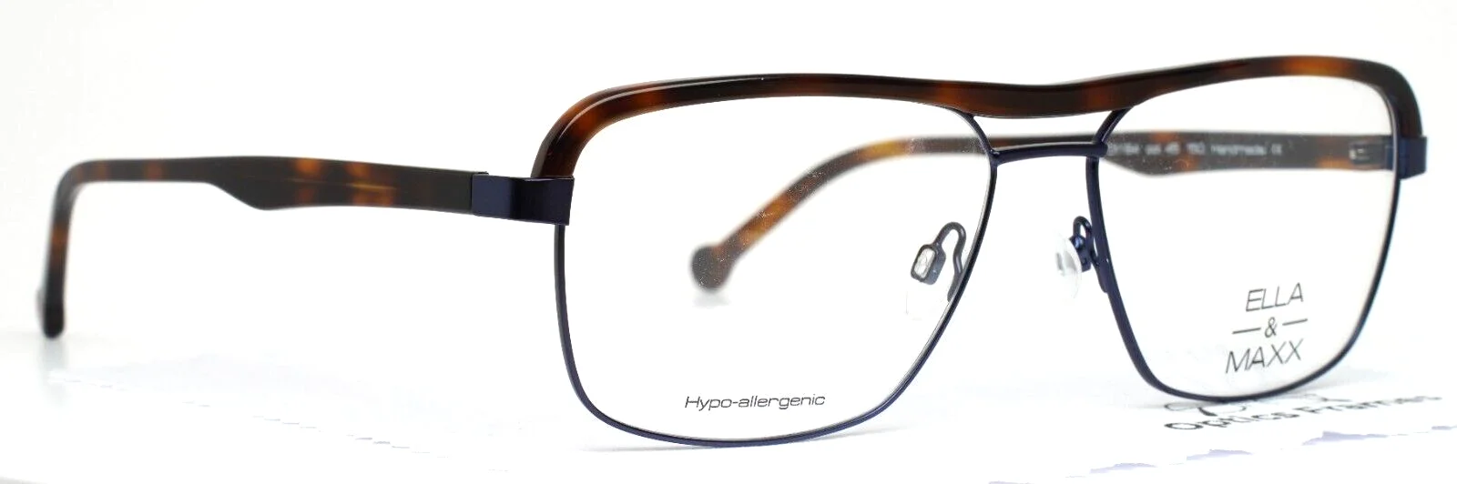 ELLA & MAXX 701164 45 Navy Tortoise Mens Aviator Eyeglasses 59-16-150 B:43 3