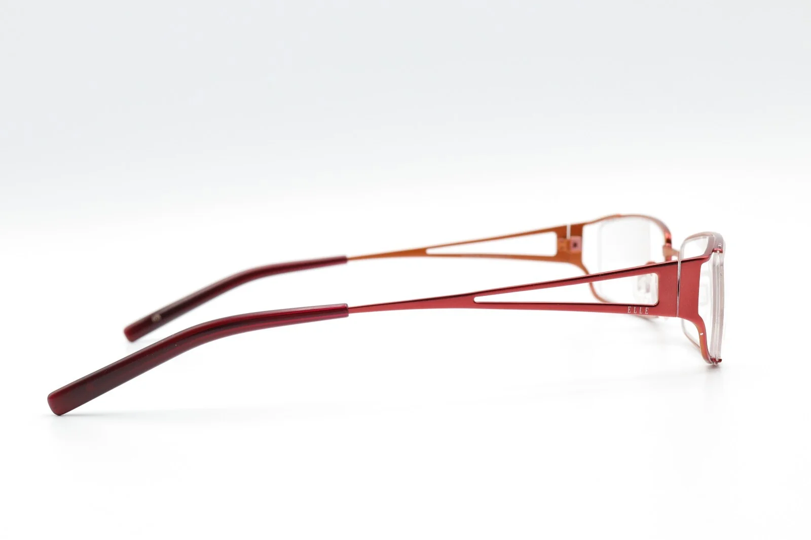 ELLE EL18741 Shiny Red 51-17-135 Side Half Rim Rectangular Eyeglass Frames D318 3