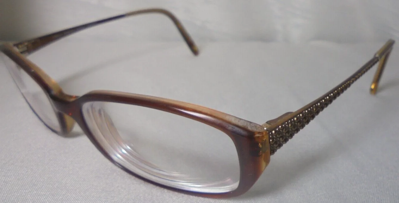 Ellen Tracy L135mm Vitreous Brown Laminate Petite Fit Prescription Eyeglasses