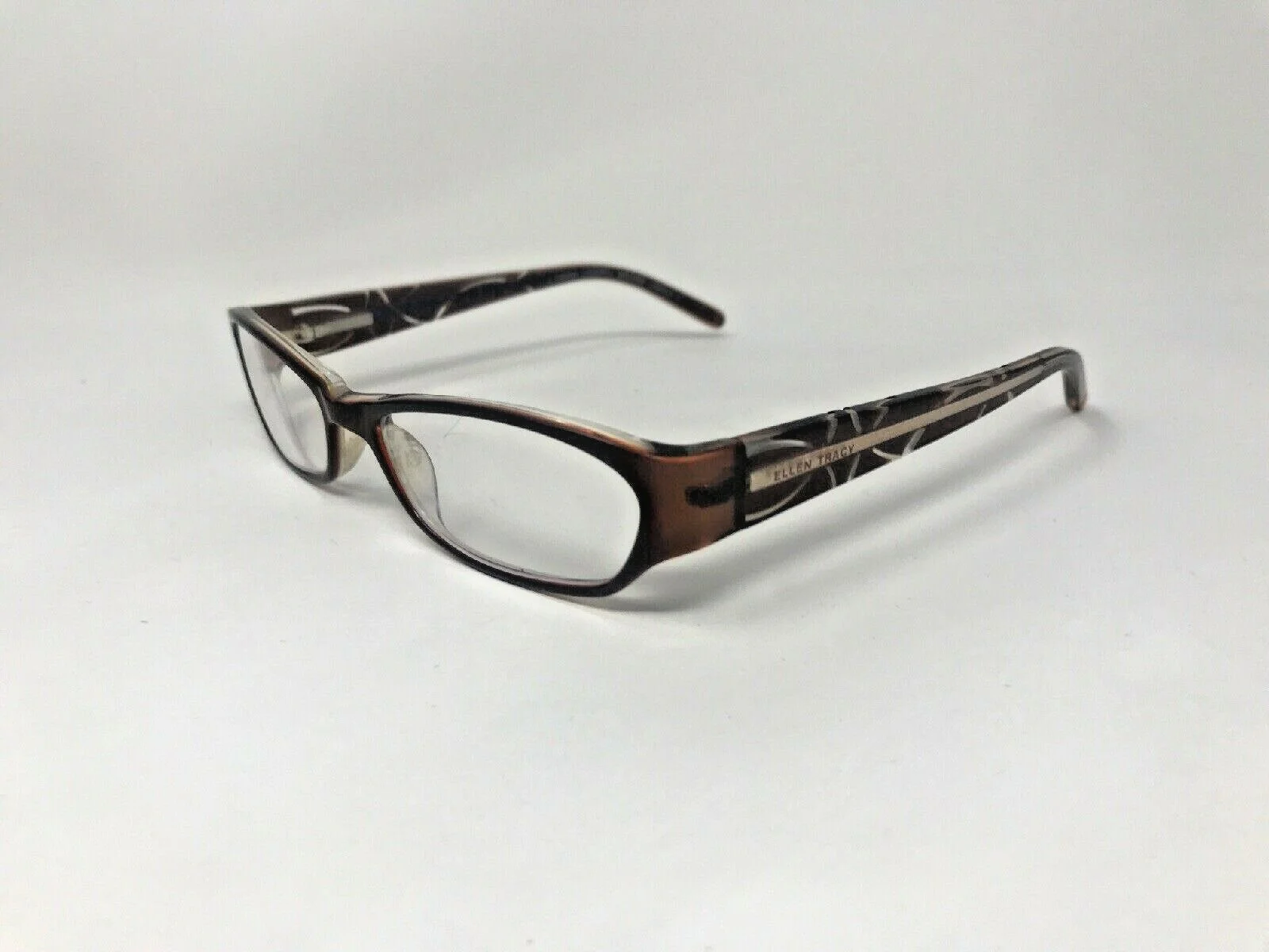ELLEN TRACY “LICERTA” Eyeglasses Frame Petite 50-16-125 Brown Crystal G970
