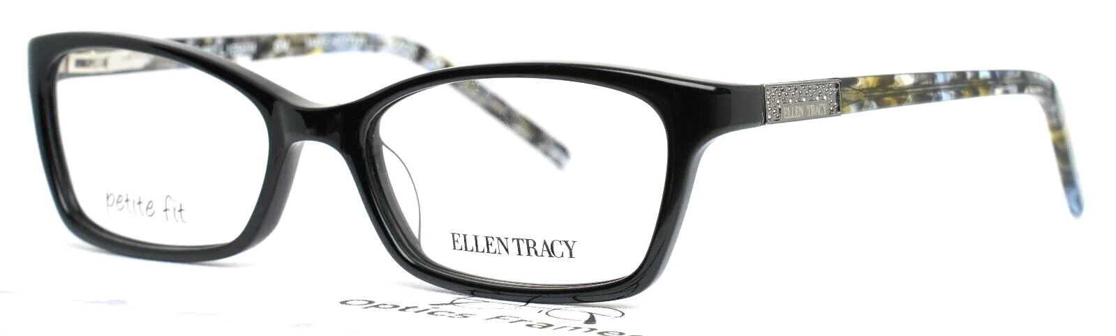 ELLEN TRACY Manchester Black Womens Rectangle Petite Eyeglasses 49-16-125 B:29