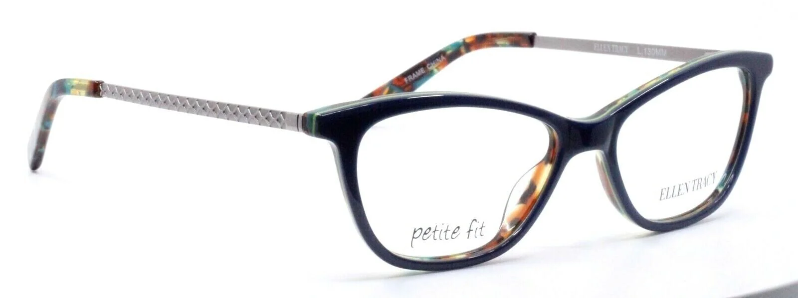 Ellen Tracy Petite Teresina Blue Laminate Cat Eye Full Rim Eyeglasses 48-15-130 3
