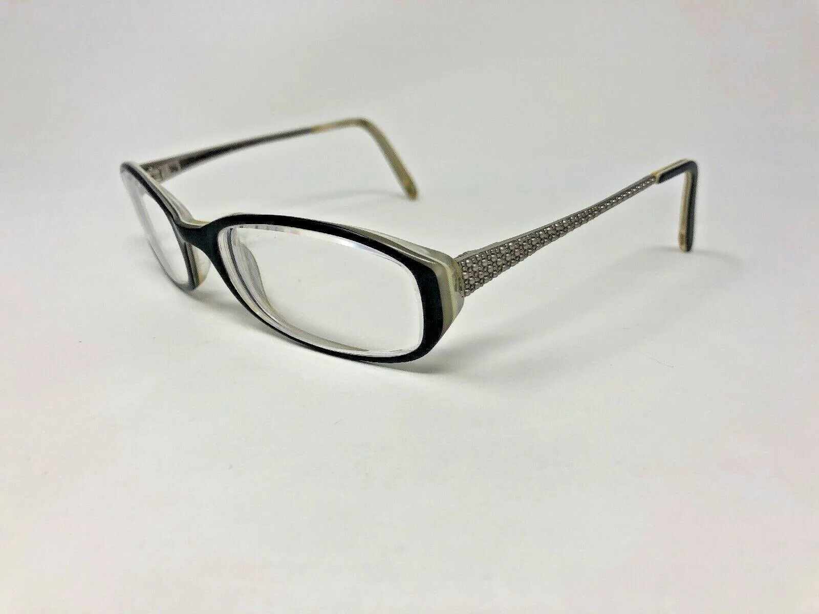 ELLEN TRACY “VITREOUS” Eyeglasses Frame Petite 50-17-130 Black/White Clear U815