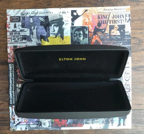 Elton John Black and Gold Eyeglass Hard Case Signed 6.25 3