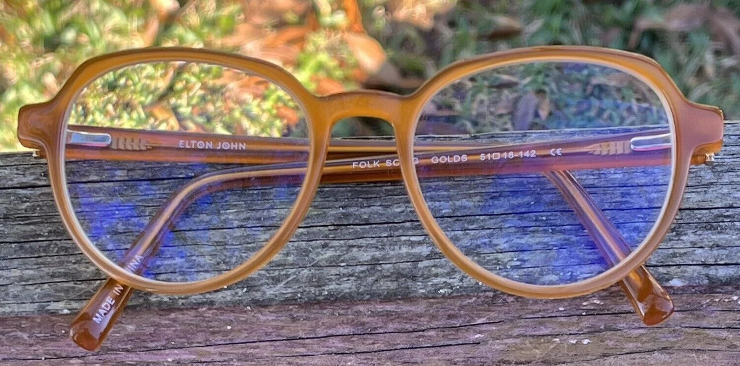 Elton John Folk Song Golds Eyeglass Glasses Frames 51-18-142 Excellent Condition