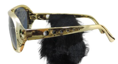 Elvis Sunglasses With Sideburns Gold Costume Glasses 2
