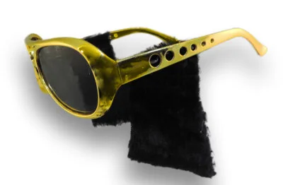 Elvis Sunglasses With Sideburns Gold Costume Glasses 3