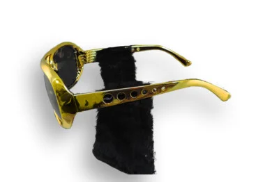 Elvis Sunglasses With Sideburns Gold Costume Glasses 4