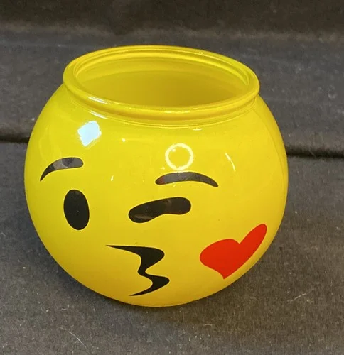 Emoji Smiling Face with Winking Eye Glass Ball Candle Holder