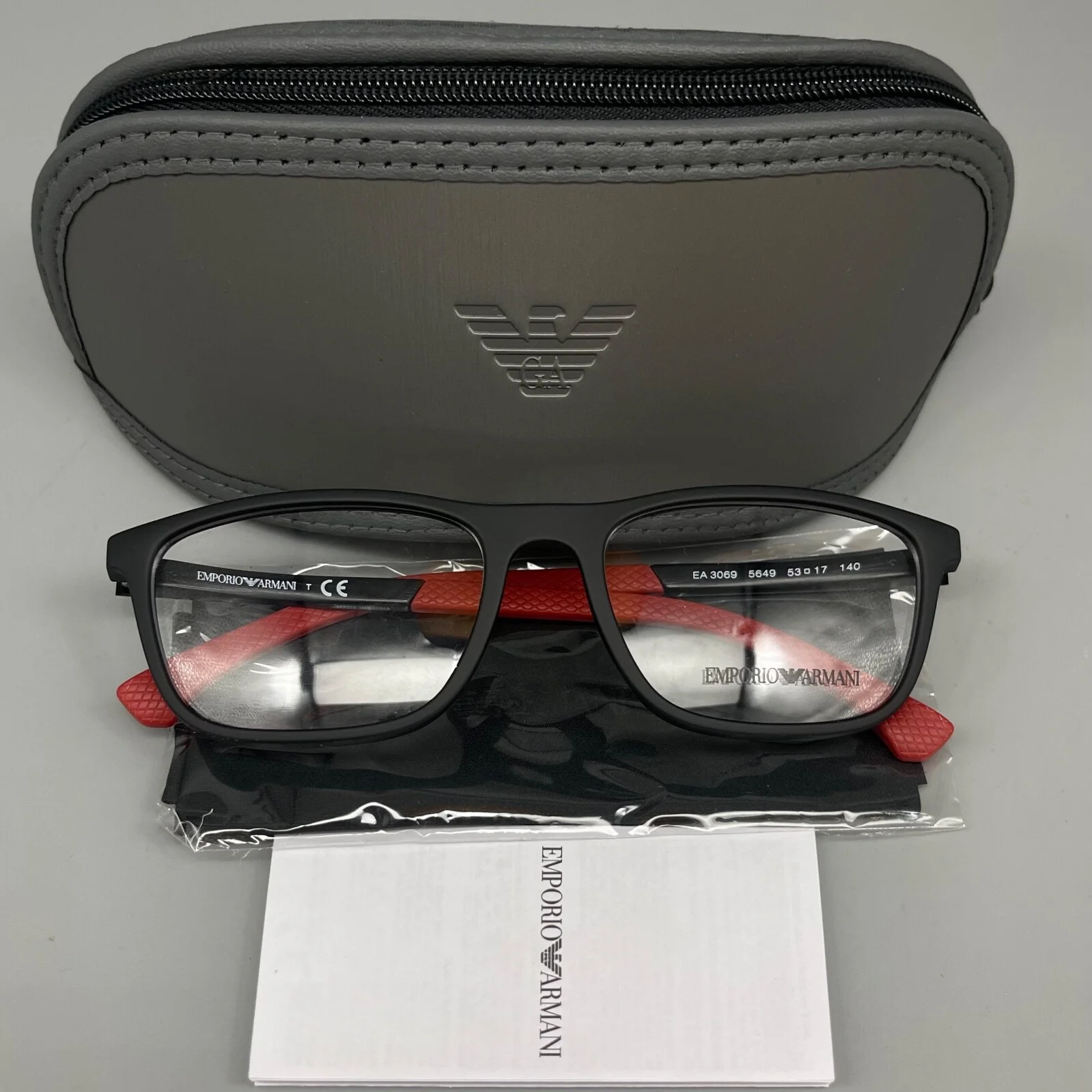 EMPORIO ARMANI EA 3069/5649 Unisex Eyeglasses-53-17-140mm- Black Rubber Original 4