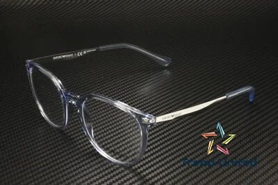 EMPORIO ARMANI EA3168 5844 Shiny Transparent Blue Demo Lens 52 Womens Eyeglasses