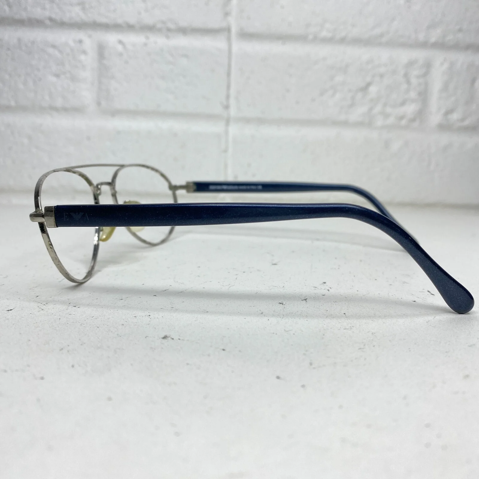 Emporio Armani Eyeglasses Frames Blue Silver Aviator 092-s 707 54-17 Small 18296 3