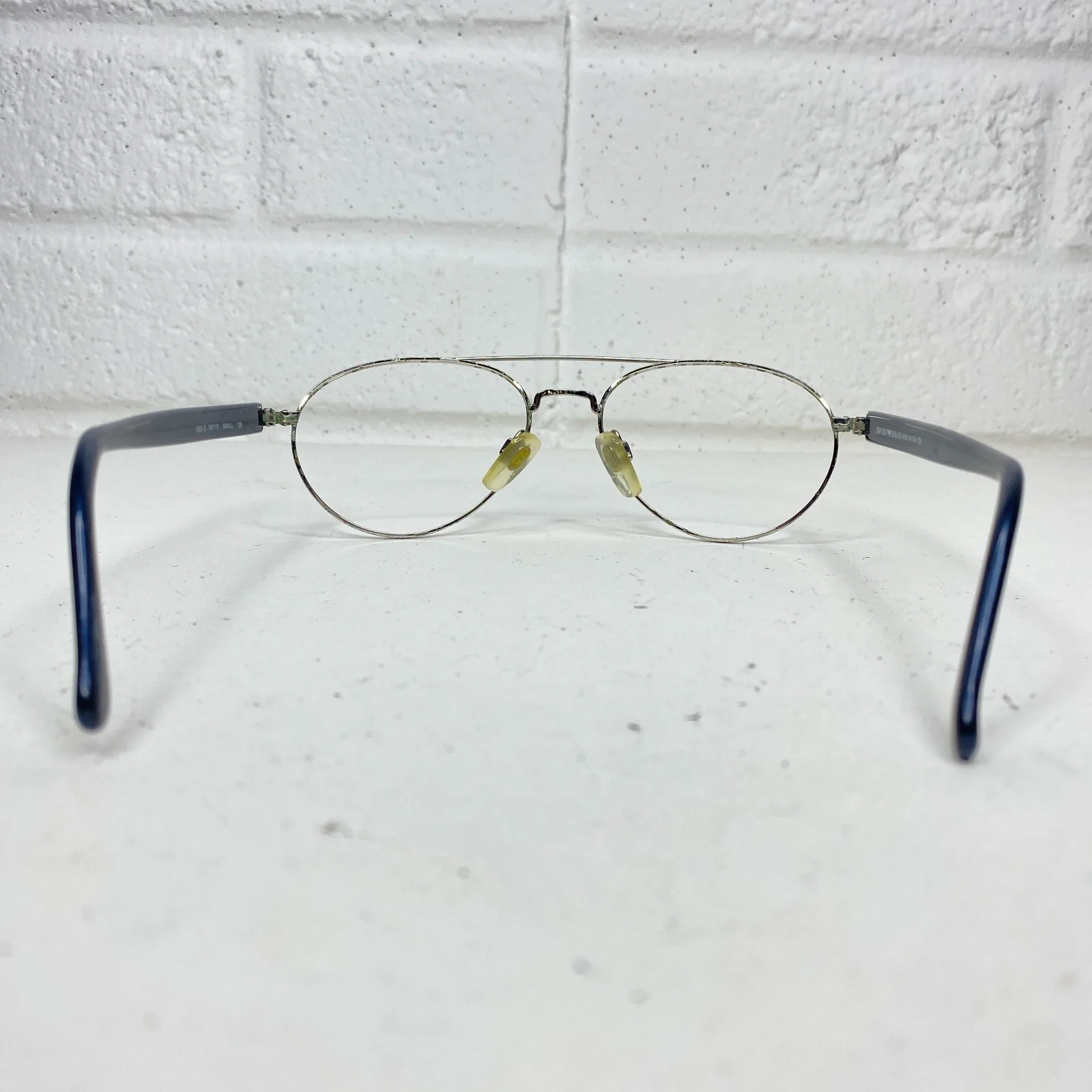 Emporio Armani Eyeglasses Frames Blue Silver Aviator 092-s 707 54-17 Small 18296 4