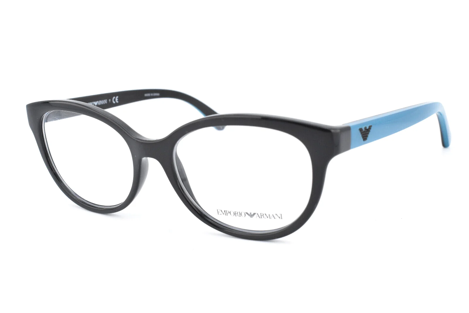 Emporio Armani Eyeglasses Frames EA 3104 5017 Black Blue Thick Rim 52-17-140 2
