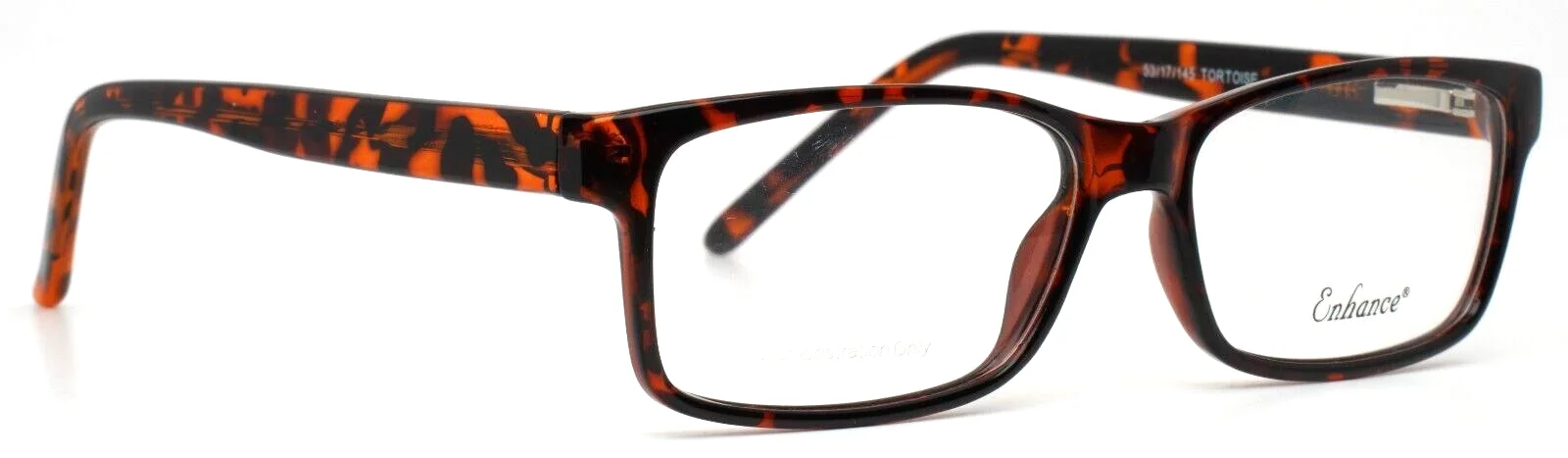 ENHANCE 3907 Tortoise Mens Rectangle Full Rim Eyeglasses 53-17-145 B:33 3