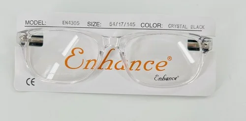 Enhance Eyeglasses 4305 54-17-145 Crystal Clear/Black Frames