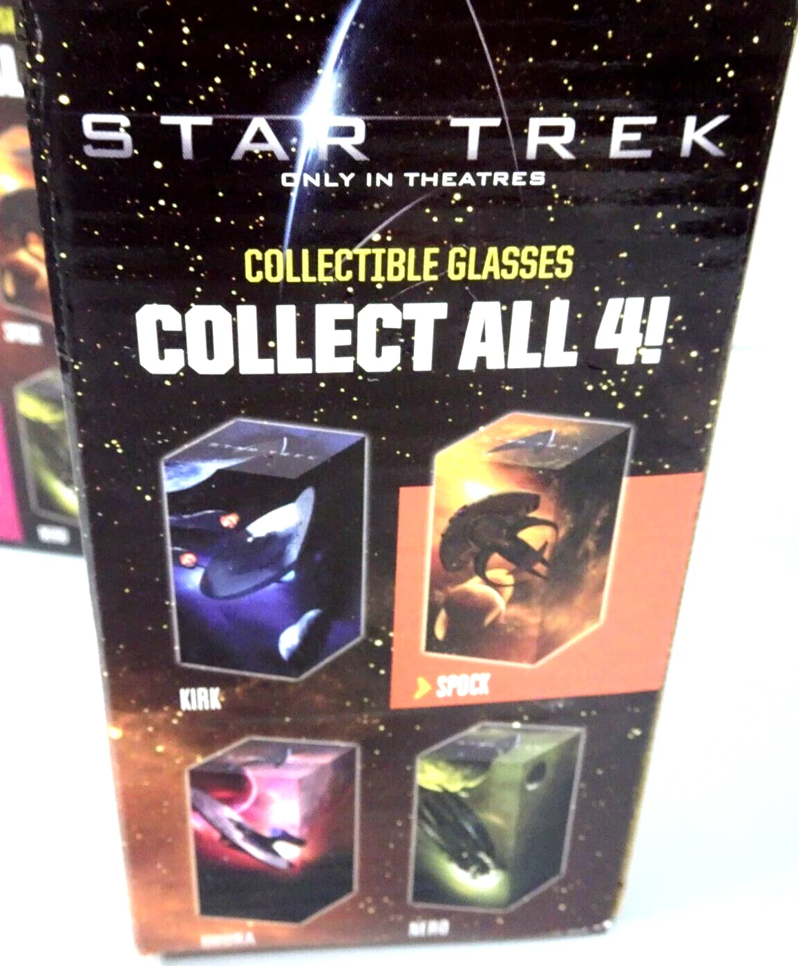 Equity 2008 Star Trek Movie Promotional set 4 Frosted Glasses w/Boxes-Unused 3