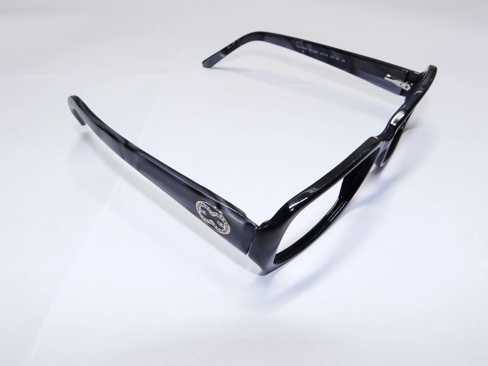 Escada Black Mother of Pearl Crystal Logo Frames Black Gray 55-14-140 VES087S 4