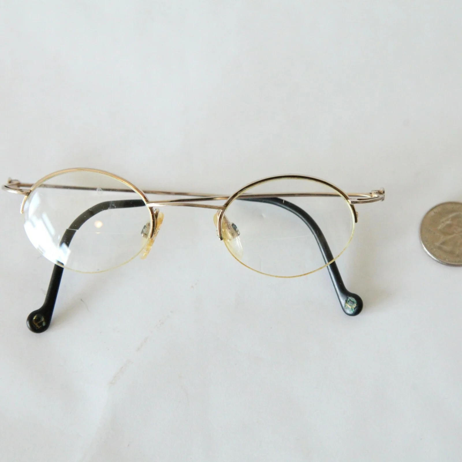 Etienne Aigner Eyeglasses Frames Gold Tone Metal Half Rim Spectacles Small Oval