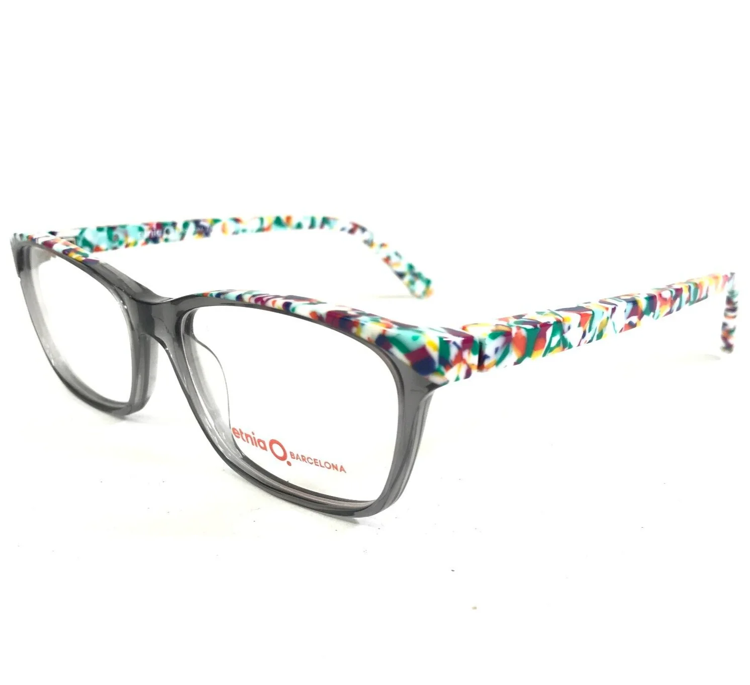 Etnia Eyeglasses Frames NIMES 15 GYGR Clear Gray Rainbow Confetti 52-16-135