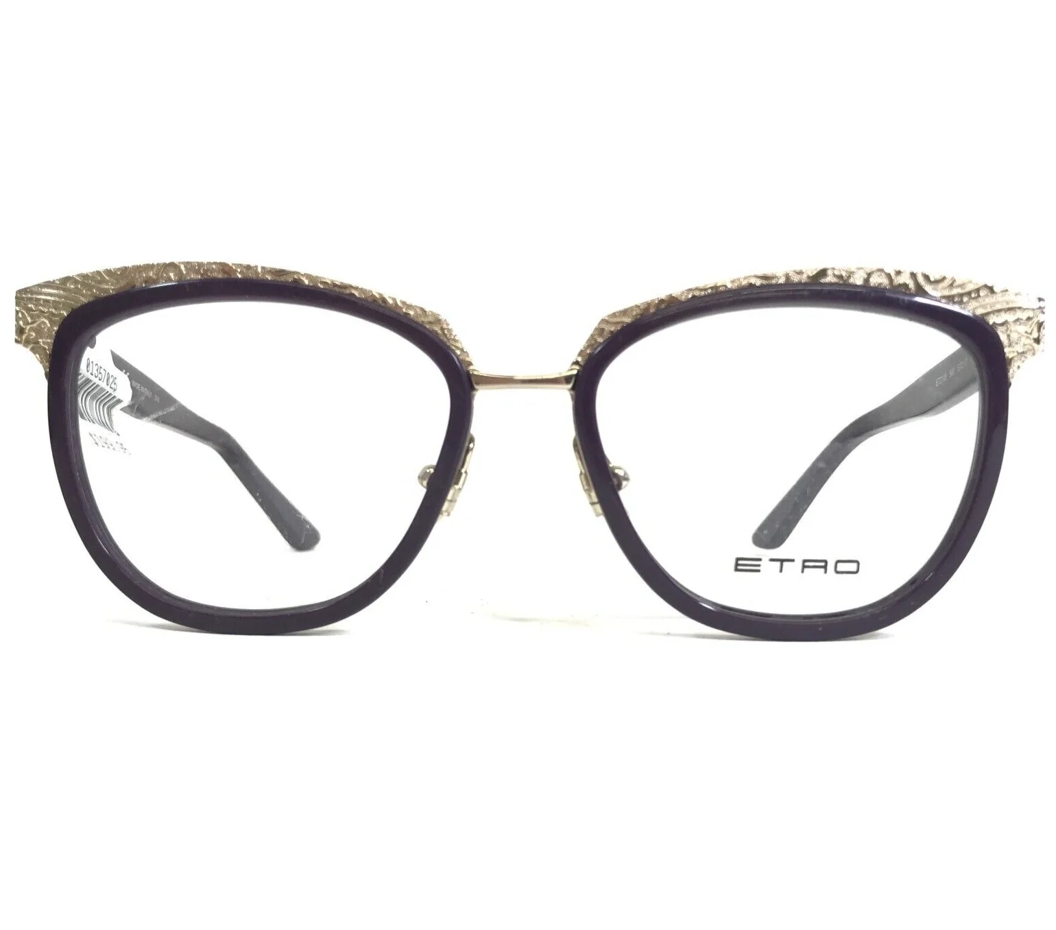 Etro Eyeglasses Frames ET2108 500 Dark Purple Gold Cat Eye Full Rim 53-17-140 2