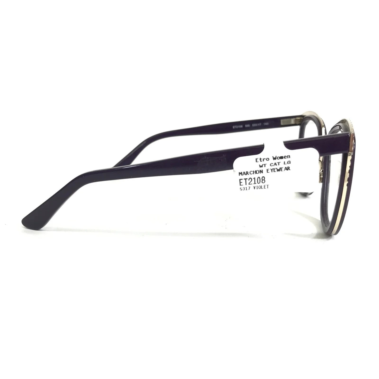 Etro Eyeglasses Frames ET2108 500 Dark Purple Gold Cat Eye Full Rim 53-17-140 4