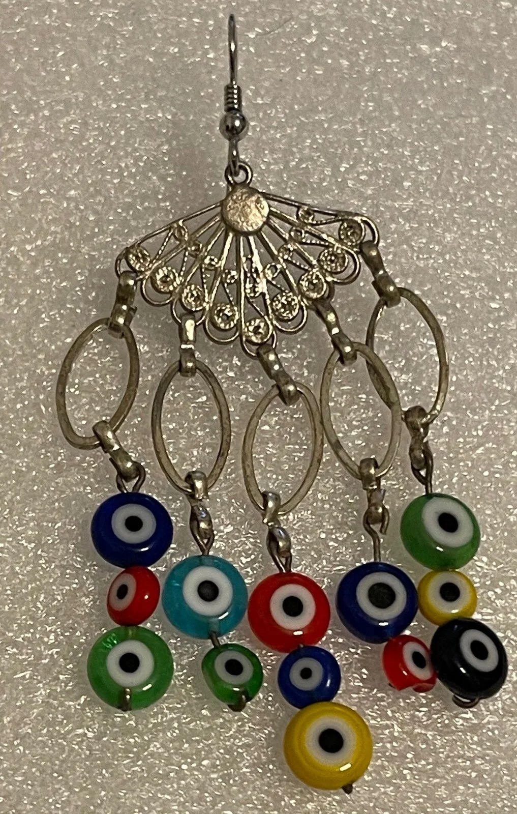 EVIL EYE GLASS BEAD DANGLE CHANDELIER EARRINGS, California Art Fair, NWOT 3