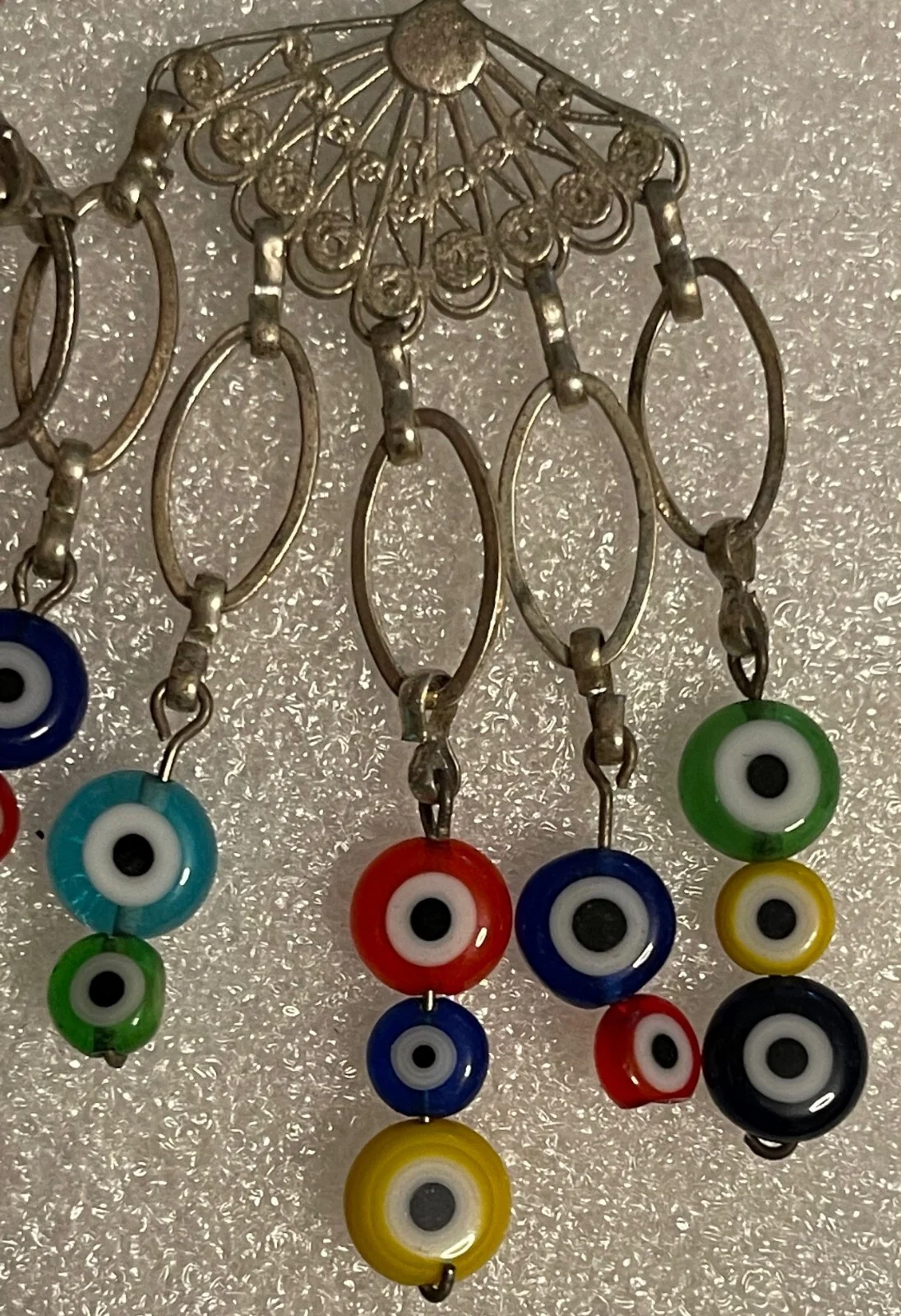 EVIL EYE GLASS BEAD DANGLE CHANDELIER EARRINGS, California Art Fair, NWOT 4
