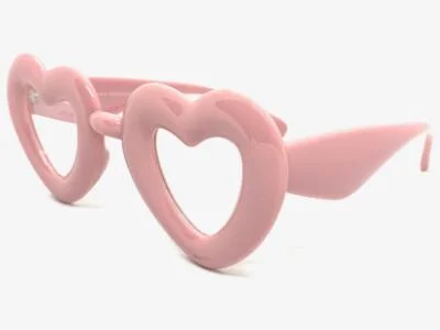 Exaggerated Retro Clear Lens EYE GLASSES Large Big Thick Pink Heart Shape Frame 4
