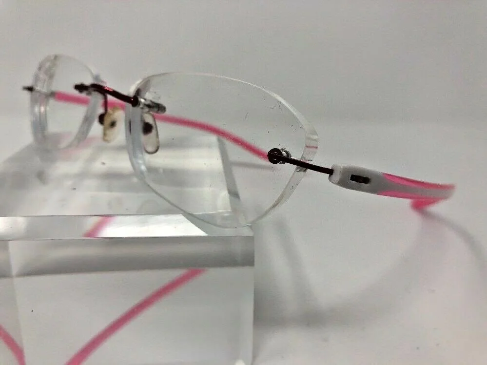 EYE BUY DIRECT EYEGLASSES RIMLESS 51-18-142 PINK WHITE I893