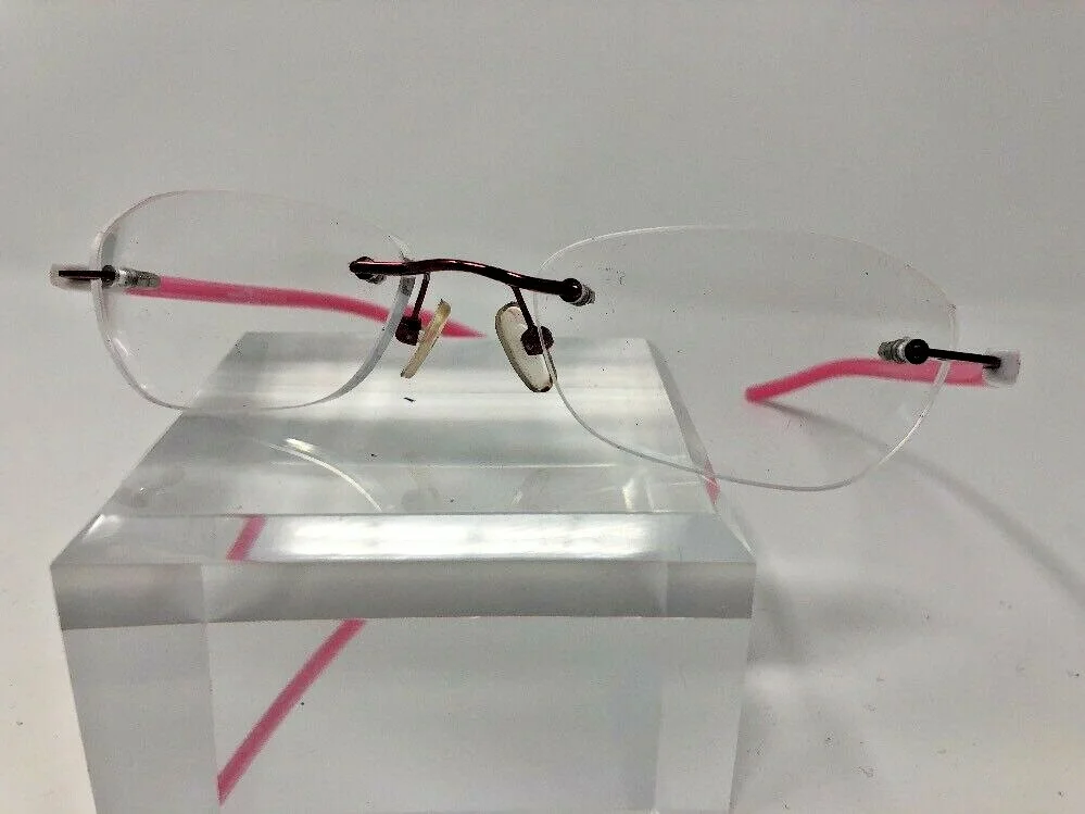 EYE BUY DIRECT EYEGLASSES RIMLESS 51-18-142 PINK WHITE I893 2