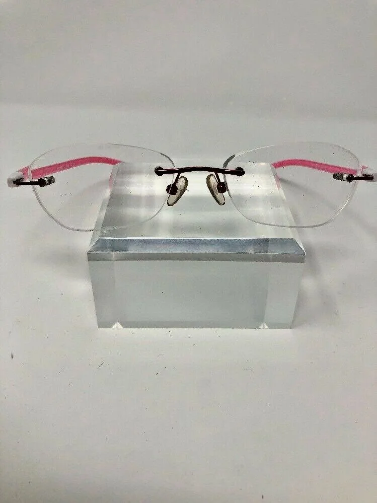 EYE BUY DIRECT EYEGLASSES RIMLESS 51-18-142 PINK WHITE I893 3