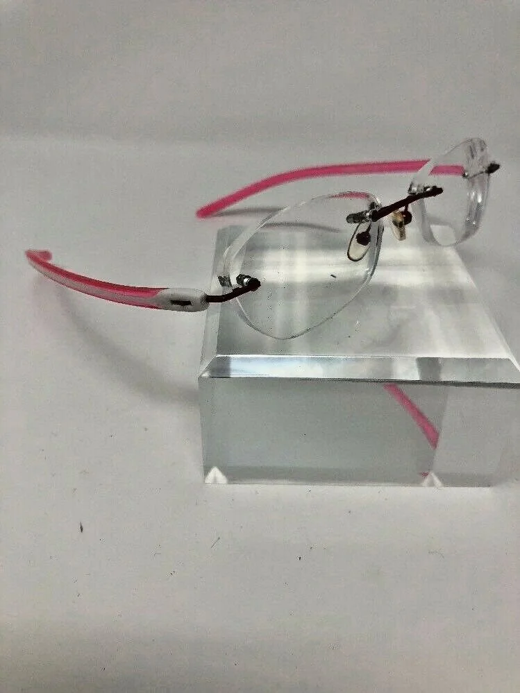 EYE BUY DIRECT EYEGLASSES RIMLESS 51-18-142 PINK WHITE I893 4