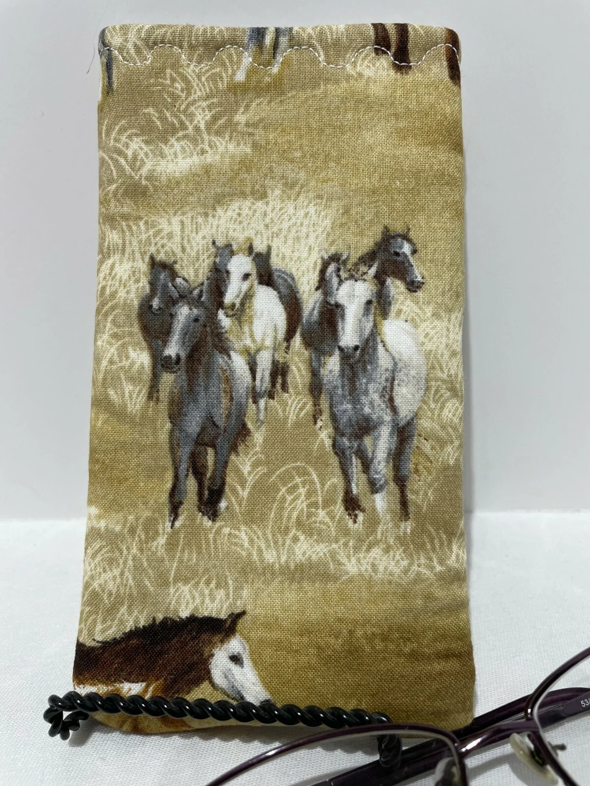 Eye Glass case holder EQUESTRIAN HORSES SUNGLASSES CARRIER HANDMADE 2