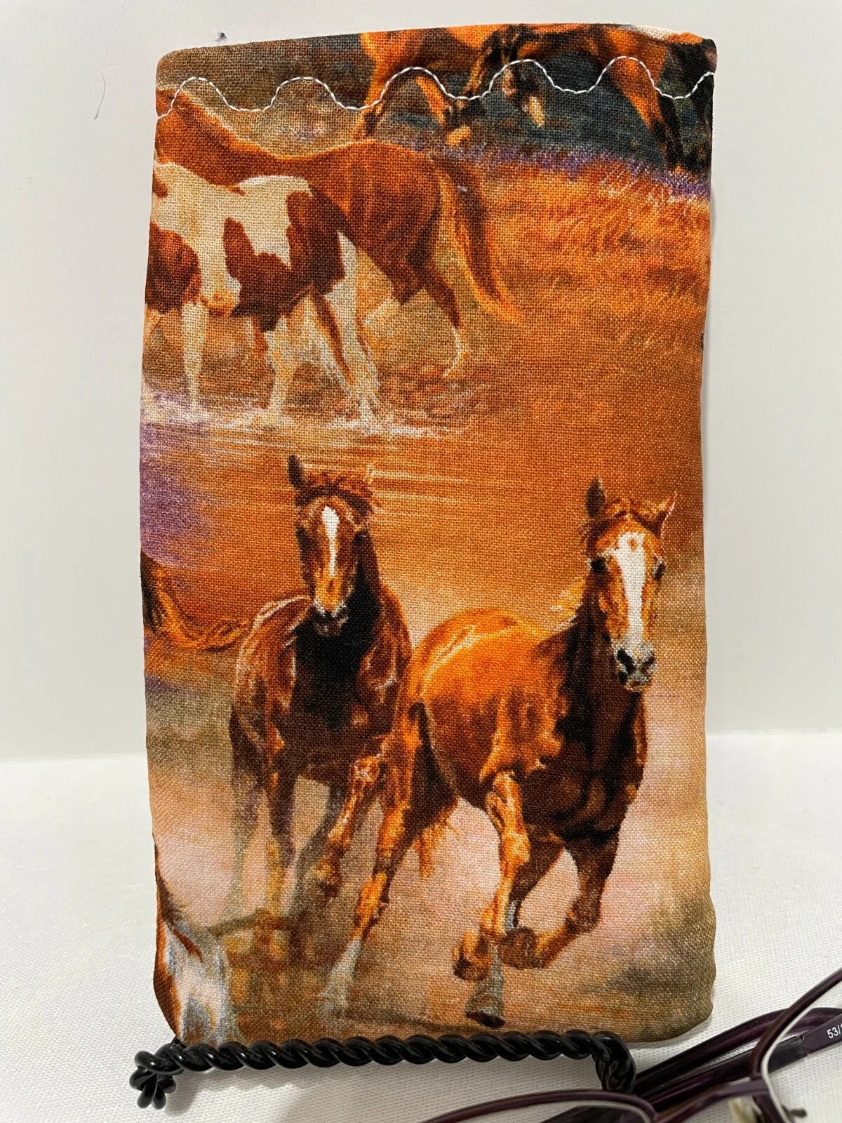 Eye Glass case holder EQUESTRIAN HORSES SUNGLASSES CARRIER HANDMADE 3