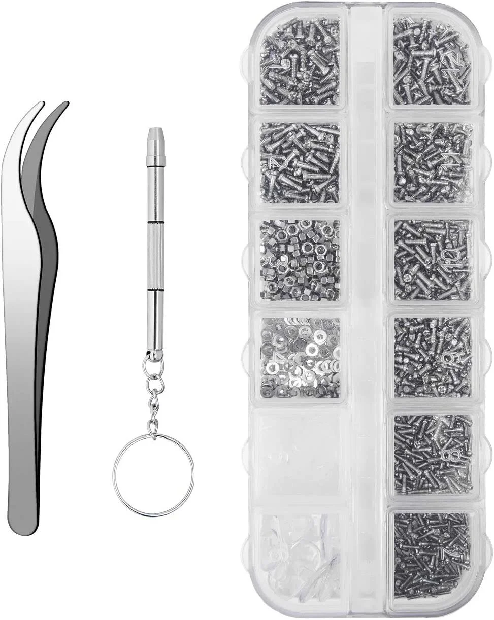 Eye Glass Repair Kit 1100Pcs Sunglasses Watch Screw Nose Pad Screwdriver Tweezer