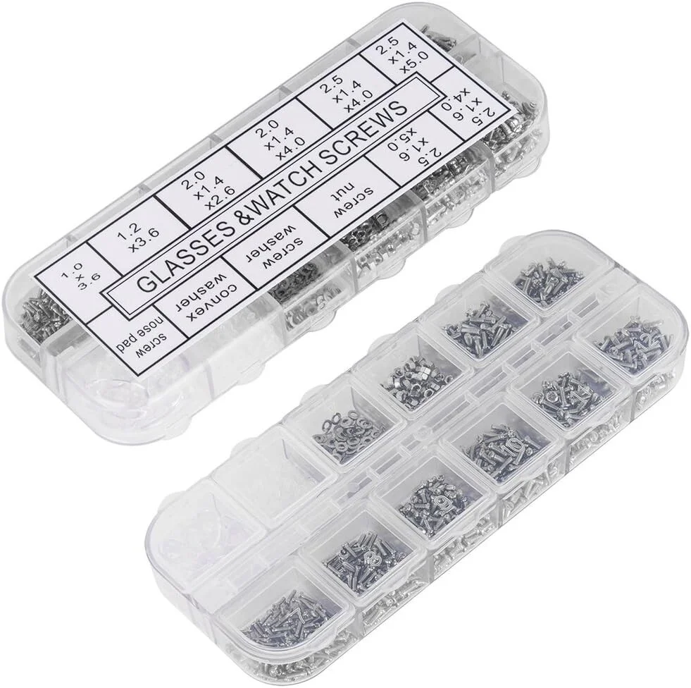 Eye Glass Repair Kit 1100Pcs Sunglasses Watch Screw Nose Pad Screwdriver Tweezer 2