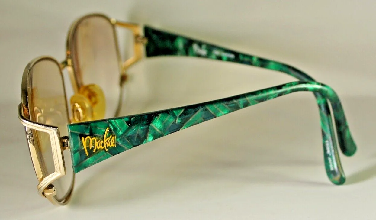 Eye Glasses Bob Mackie and Emerald Weave 140 Blue Green and Gold Frames Marchon 2