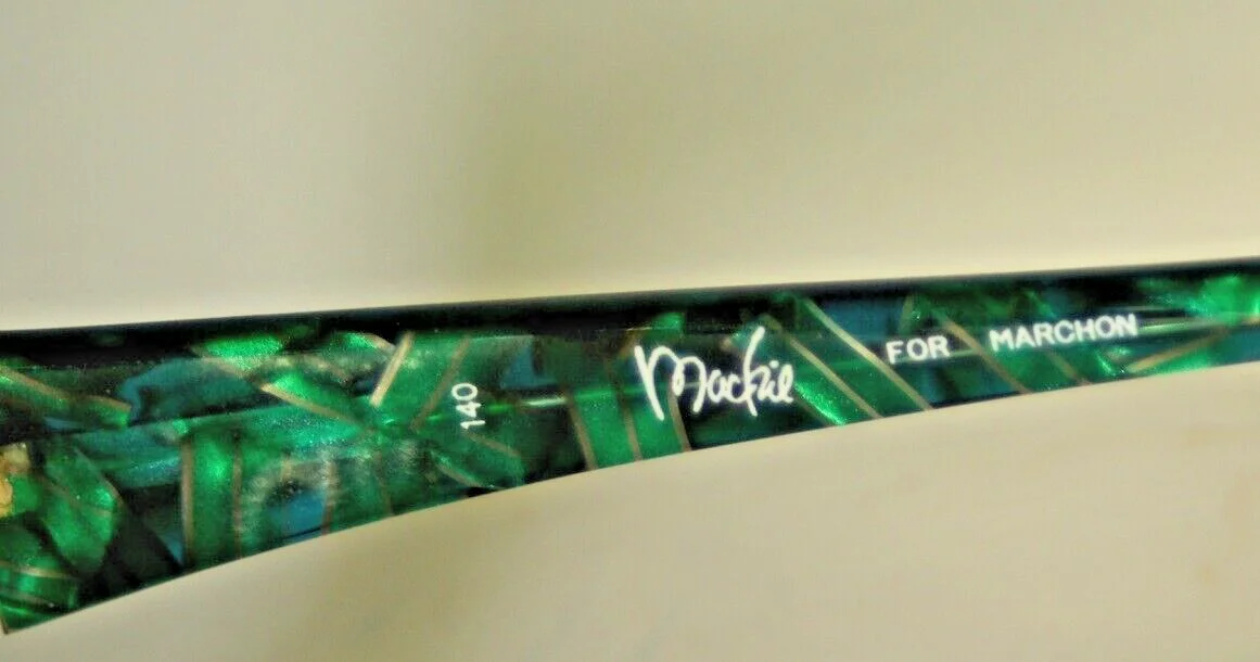 Eye Glasses Bob Mackie and Emerald Weave 140 Blue Green and Gold Frames Marchon 3