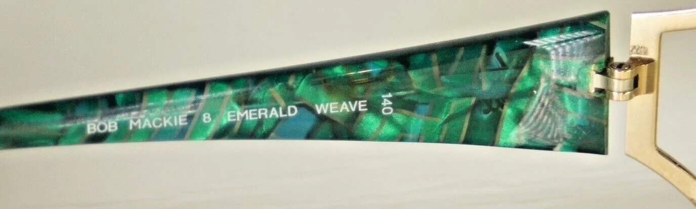 Eye Glasses Bob Mackie and Emerald Weave 140 Blue Green and Gold Frames Marchon 4