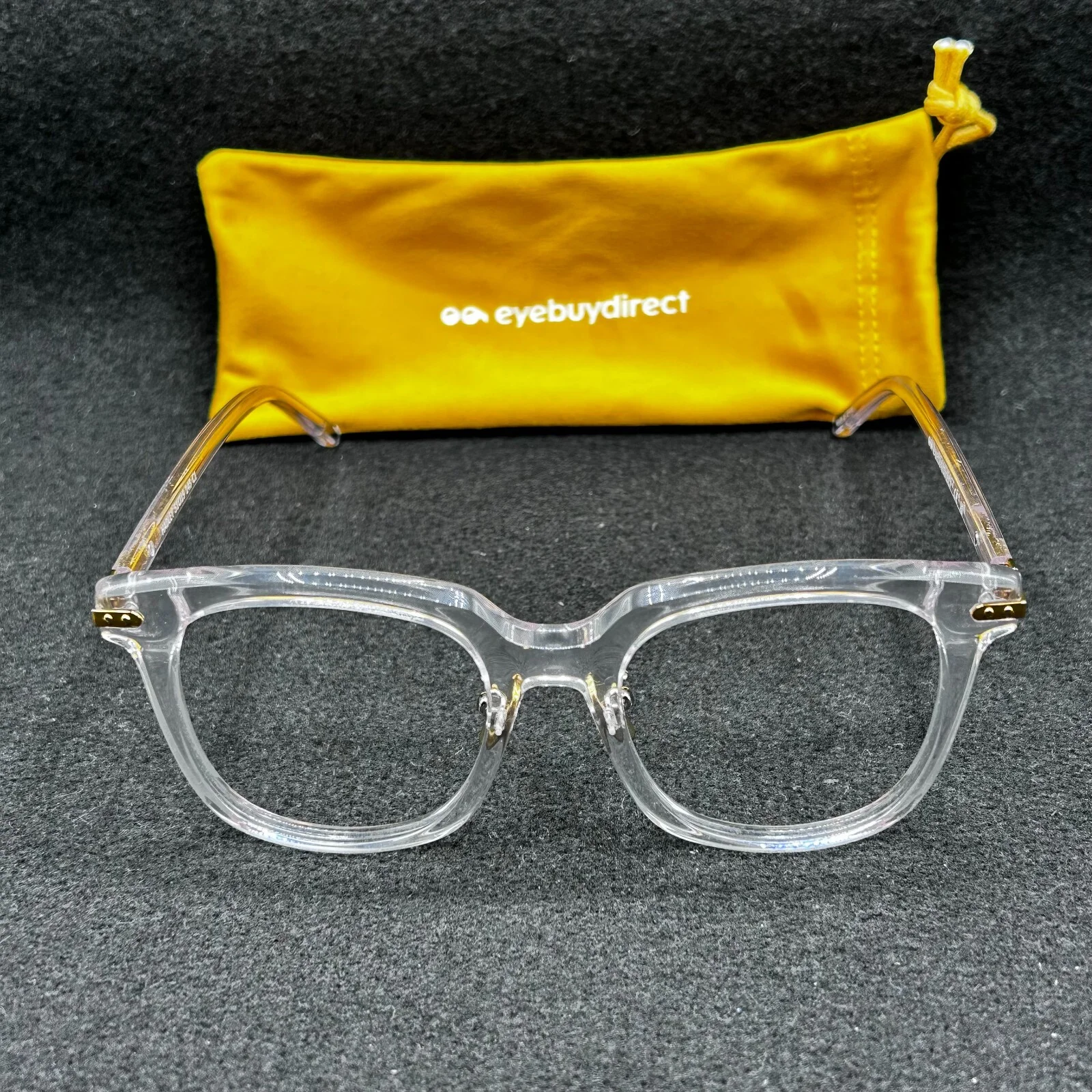 Eyebuy Direct Hadley Eyeglasses **FRAME ONLY** Clear w/ Gold 51-19-145 EUC