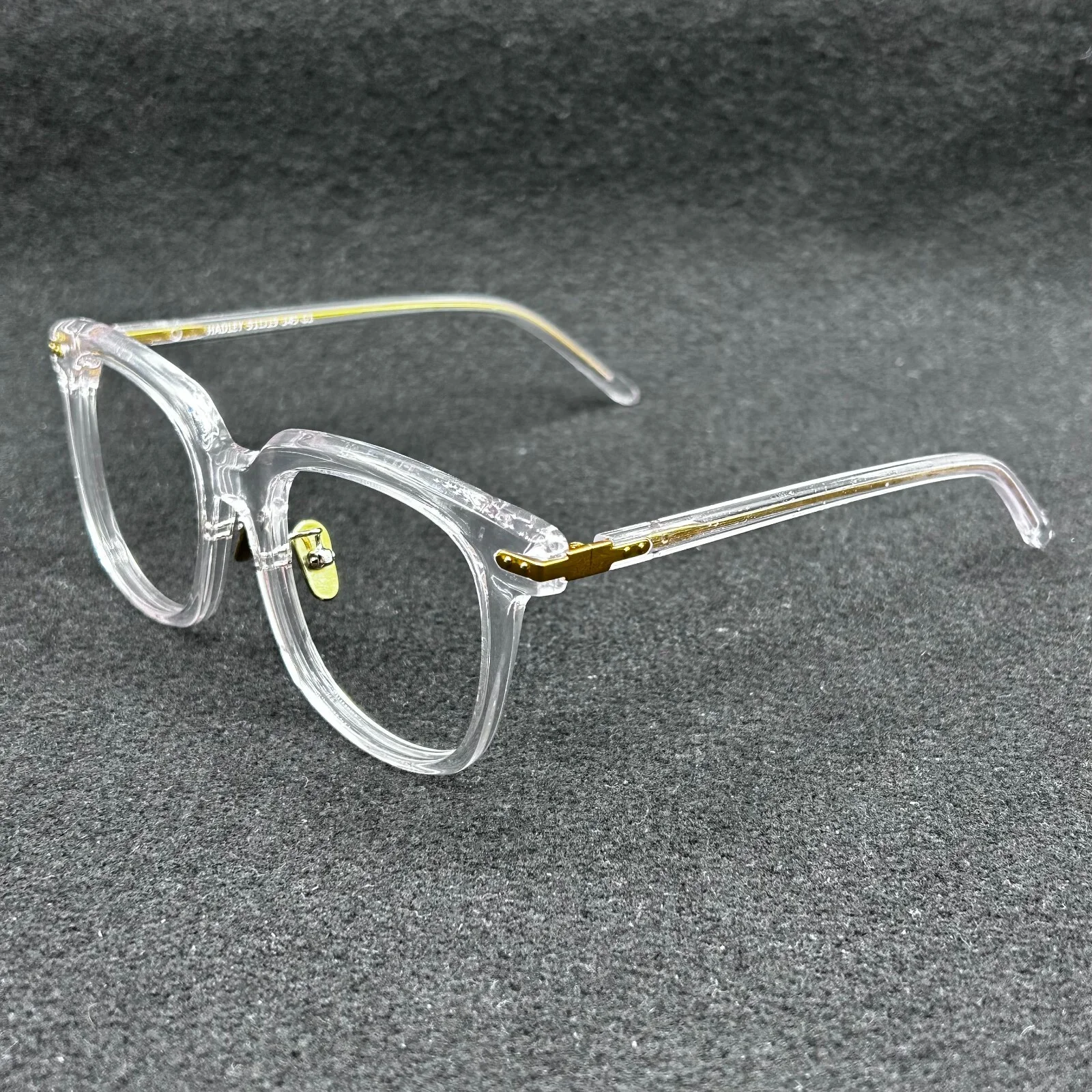Eyebuy Direct Hadley Eyeglasses **FRAME ONLY** Clear w/ Gold 51-19-145 EUC 2