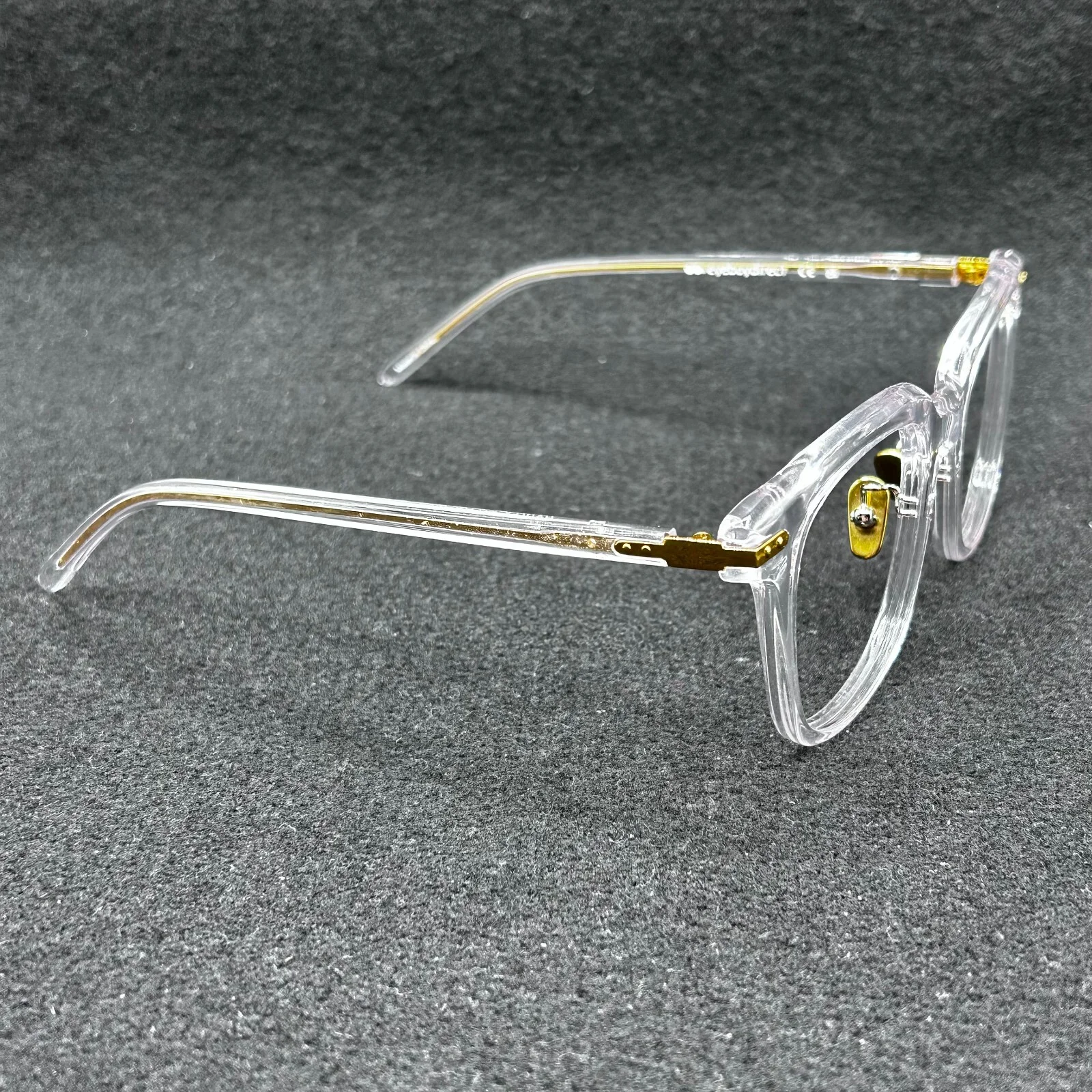 Eyebuy Direct Hadley Eyeglasses **FRAME ONLY** Clear w/ Gold 51-19-145 EUC 3