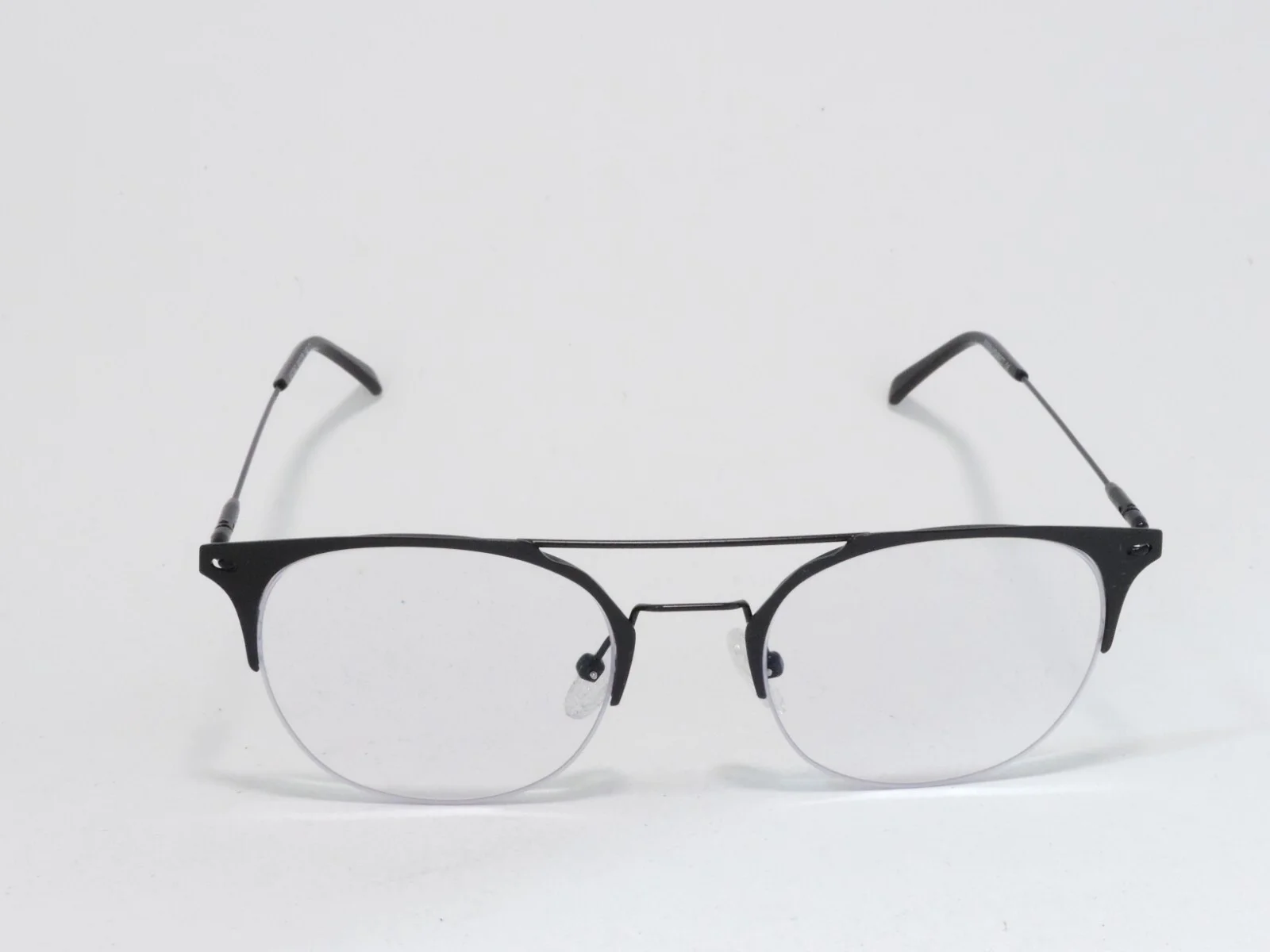 EYEBUYDIRECT ASCENT HALF RIM DOUBLE BRIDGE METAL EYEGLASS FRAMES BLACK 49-20-140